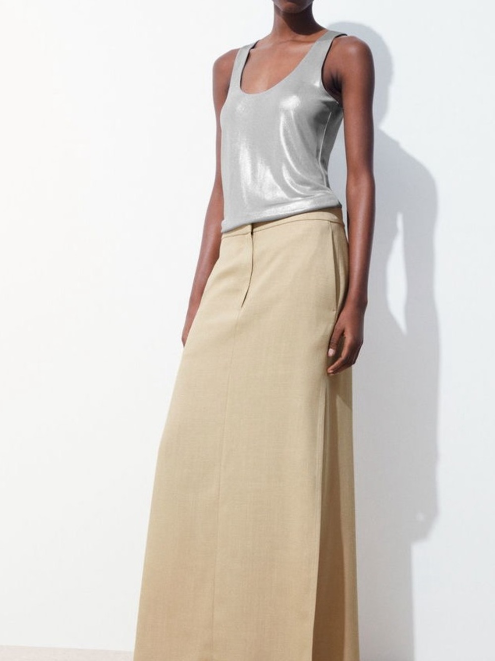 COS Silver Scoop Neck Tank Top